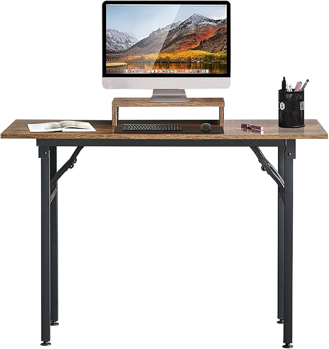 TEMI Foldable Desks for Small Spaces - Quick and Easy Setup Portable Desk. Folding Table for Office, Bedroom, or Outdoor Activities. Small Foldable Desk Functions, as a Computer Table and Study Desk - LeafyLoom