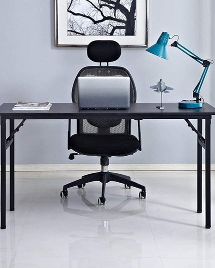 SogesGame Computer Desk, 55 Inch Modern Simple Style Folding Tables, Home Office Writing Desk, Space Saving Foldable Table, No Install Needed, Black - LeafyLoom