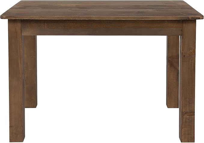 Flash Furniture HERCULES 46" x 30" Rectangular Antique Rustic Solid Pine Farm Dining Table - LeafyLoom