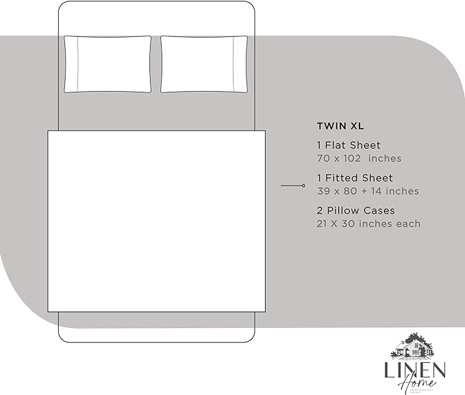 100% Cotton Percale Sheets Twin XL Size, Silver, Deep Pocket, 4 Pieces Sheet Set - 1 Flat, 1 Deep Pocket Fitted Sheet and 2 Pillowcases, Crisp Cool and Strong Bed Linen - LeafyLoom