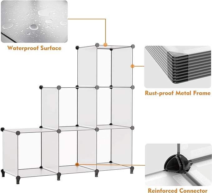 HOMIDEC Book Shelf 16 Cubes Bookcase Bookshelf Cube Storage Organizer Portable Display Bookshelf Kids Bookshelf Book Case for Study Room,Bedroom,Office,Living Room,Closet Transparent - LeafyLoom