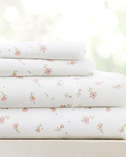 Linen Market 4 Piece Queen Sheets Set (Pink Floral) - Sleep Better Than Ever with These Ultra-Soft & Cooling Bed Sheets for Your Queen Size Bed - Deep Pocket Fits 16" Mattress - LeafyLoom