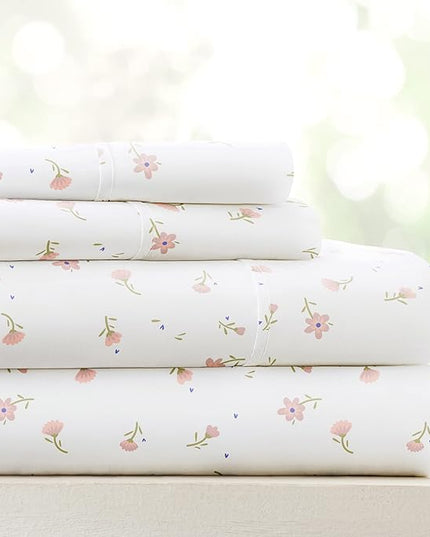 Linen Market 4 Piece California King Bedding Sheet Set (Pink Floral) - Sleep Better Than Ever with These Ultra-Soft & Cooling Bed Sheets for Your Cal King Size Bed - Deep Pocket Fits 16" Mattress - LeafyLoom