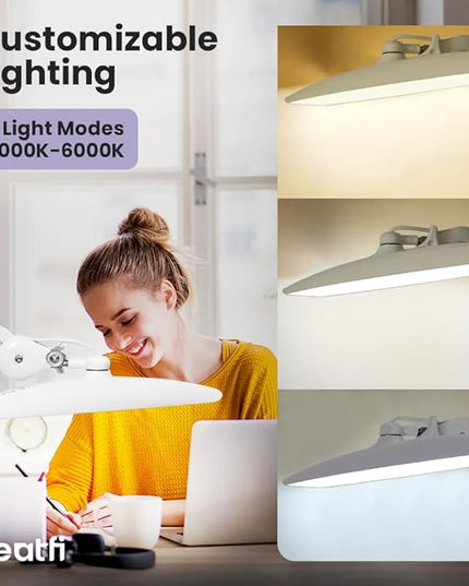 Neatfi XL 2,200 Lumens LED Task Lamp, 24W Super Bright Desk Lamp, 117 Pcs SMD LED, 4 Level Brightness, Dimmable, Task LED Light for Home, Office, Workbench (CCT, White) - LeafyLoom