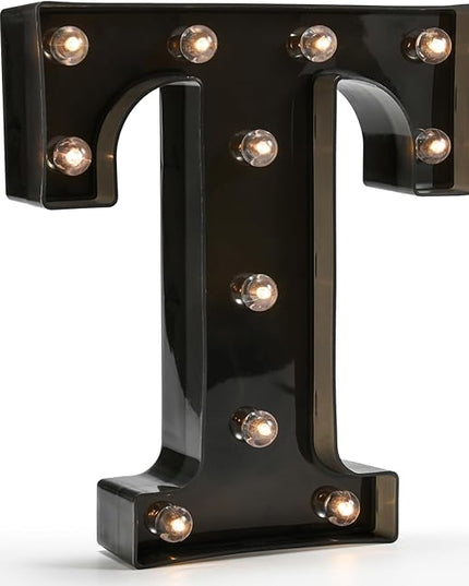 Light Up Black Alphabet Marquee Letters Sign LED Marquee Number Lights Sign for Night Light Home Bar Christmas Lamp Birthday Party Wedding Decoration T - LeafyLoom