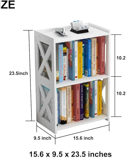 Side Table, 3 Tier 2 Shelf Small Bookshelf Bookcase for Small Spaces, Bedside End Table Nightstand, Kids Book Storage Shelves for Bedroom Living Room Office, White - LeafyLoom