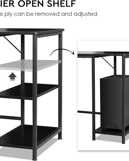 Ｍａｉｈａｉｌ Maihail Home Office Desk with Drawers Adjustable Shelves, 59 inch Writing Desk with File Cabinet, Large Computer Desk with Storage, Vintage, Black - LeafyLoom