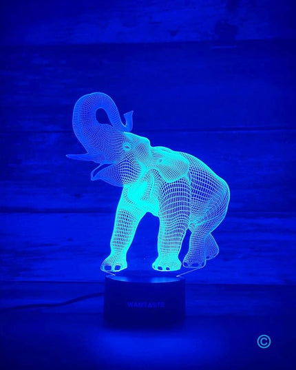 Elephant 3D Night Light for Boys Girls Room, Bedside Lamp Toys Decor Gifts for Kids Baby, 7 Colors Changing Nightlight with Smart Control - LeafyLoom