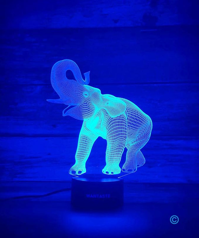Elephant 3D Night Light for Boys Girls Room, Bedside Lamp Toys Decor Gifts for Kids Baby, 7 Colors Changing Nightlight with Smart Control - LeafyLoom