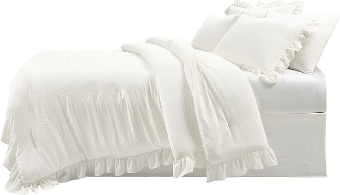 Lush Decor Reyna Ruffle Daybed Set - 6 Piece Cozy Ruffled Bedding Set - Timeless Elegance and Comfort - 68" W x 92" L, White - LeafyLoom