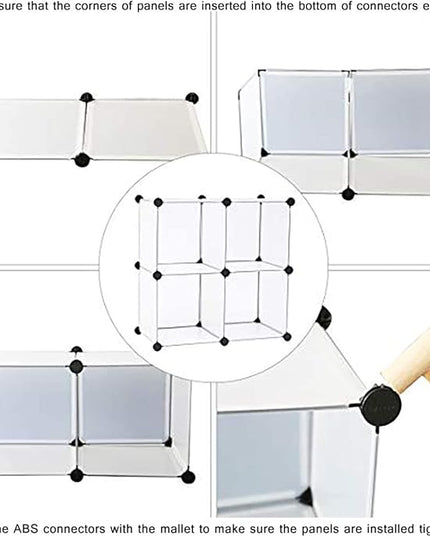 C&AHOME Cube Storage Organizer, 4-Cube Shelving Units, DIY Closet Storage, Modular Book Shelf, Ideal for Bedroom, Living Room, Office, 24.8" L x 12.4" W x 24.8" H Translucent White SBTM3004A - LeafyLoom