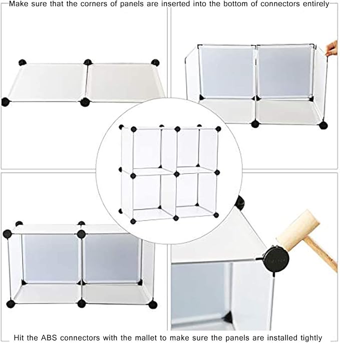 C&AHOME Cube Storage Organizer, 4-Cube Shelving Units, DIY Closet Storage, Modular Book Shelf, Ideal for Bedroom, Living Room, Office, 24.8" L x 12.4" W x 24.8" H Translucent White SBTM3004A - LeafyLoom