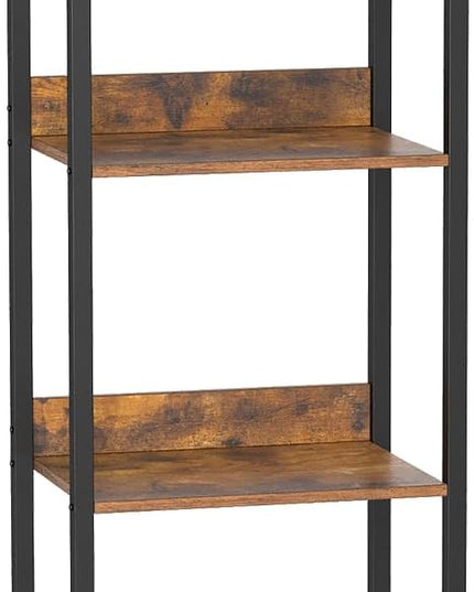 6-Tier Bookshelf, Narrow Bookcase with Open Shelves, Talll Book Shelf Coner Shelf for Living Room, Bedroom, Home Office, Study, Bathroom,11.5 x 15.7 x 72.6 Inches, Rustic Brown and Black - LeafyLoom