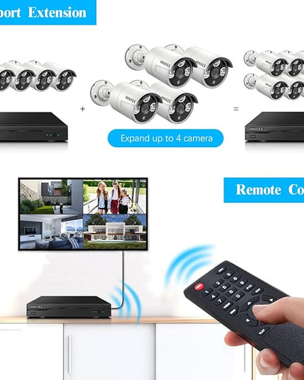 OOSSXX (HD 2.7K 5.0MP with Audio) Outdoor Wired Security Camera Systems PoE Outdoor Surveillance Video System OOSSXX