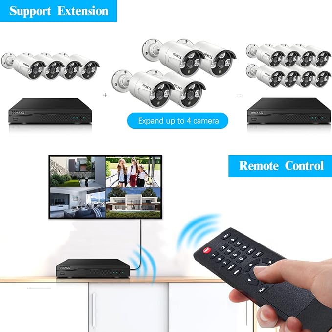 OOSSXX (HD 2.7K 5.0MP with Audio) Outdoor Wired Security Camera Systems PoE Outdoor Surveillance Video System OOSSXX