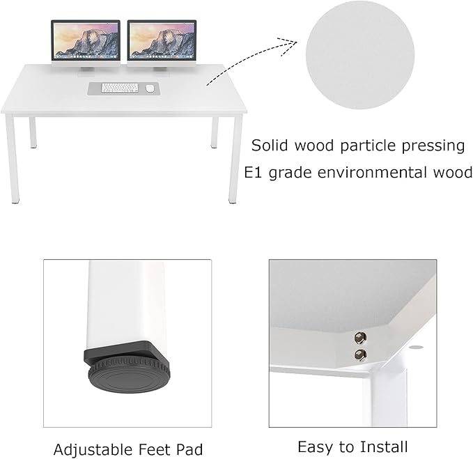 sogesfurniture 39.3 inches Office Desk Computer Desk Gaming Desk Computer Table Sturdy Writing Workstation for Home Office, White - LeafyLoom