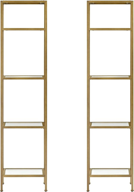 Crosley Furniture Aimee Narrow Etagere Set, Gold and Glass - LeafyLoom