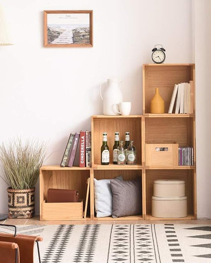 KIRIGEN Stackable Wood Storage Cube/Basket/Bins Organizer for Home Books Clothes Toy Modular Open Cubby Storage System - Office Cubical Bookcase Closet Shelves C26-DBR - LeafyLoom