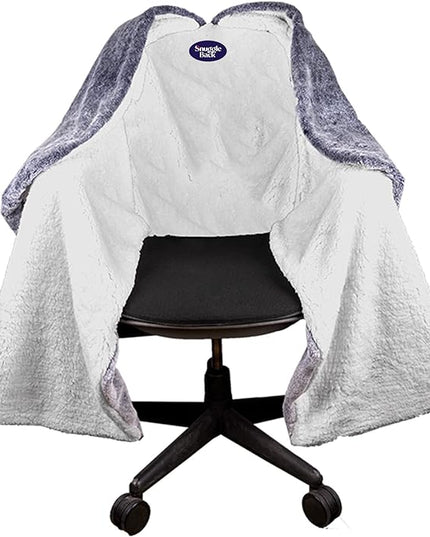 The Original Office Chair Blanket by SnuggleBack; Cozy Comfy Office Desk Chair Wrap Attaches for Convenient Heat and Hands-Free. Stay Warm In The Winter or Summer. Gray Faux Fur with Sherpa Fleece - LeafyLoom