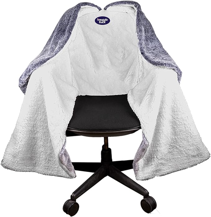 The Original Office Chair Blanket by SnuggleBack; Cozy Comfy Office Desk Chair Wrap Attaches for Convenient Heat and Hands-Free. Stay Warm In The Winter or Summer. Gray Faux Fur with Sherpa Fleece - LeafyLoom