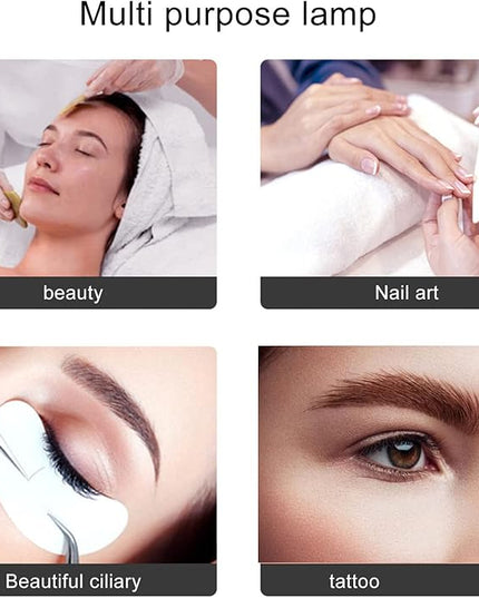 Pomya Half Moon Light for Nails, 28 Inch Foldable LED Half Moon Desk Lamp with 10 Brightness Adjustment, 3200K‑5600K Dimmable Lighting Lamp with Remote for Beauty Lash Extension Tattoo - LeafyLoom