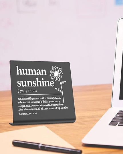 Human Sunshine Definition Desk Signs Funny Appreciation Gifts for Women Thank You Gift for Friends Teacher Coworker Doctor Nurse Gift for Mom Aunt Sister Sunshine Party Decorations (black) XLK13 - LeafyLoom