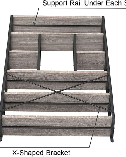 LVB Industrial 6 Tier Bookshelf, Large Tall Open Rustic Vintage Etagere Bookcase, Gray Big Wide Modern Farmhouse Wood and Metal Book Shelf for Home Bedroom Living Room Office Storage, Light Grey Oak - LeafyLoom