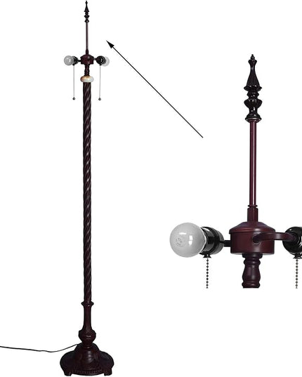 Bieye SS008 Lampshade Support with Finial for Tiffany Style Stained Glass Floor Lamp Table Lamp (Male End) - LeafyLoom