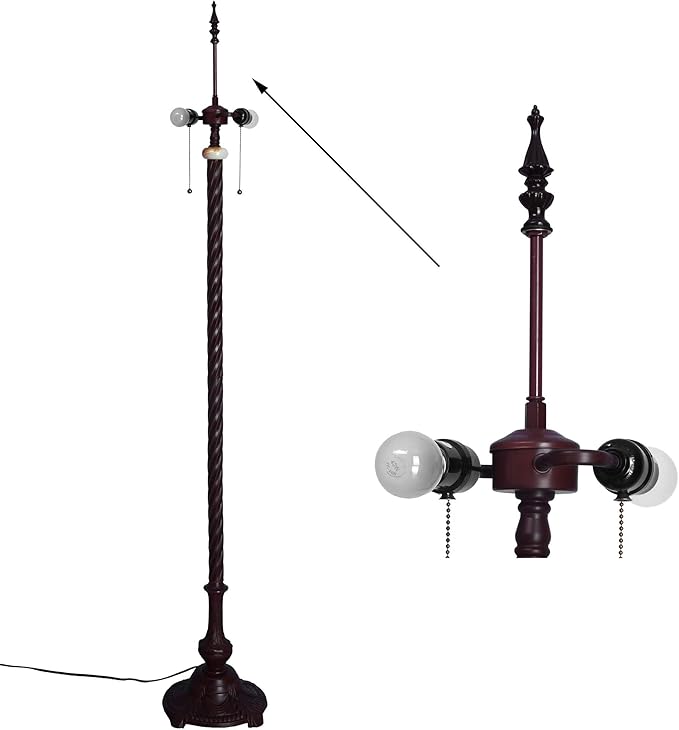 Bieye SS008 Lampshade Support with Finial for Tiffany Style Stained Glass Floor Lamp Table Lamp (Male End) - LeafyLoom