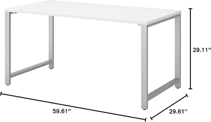 Bush Business Furniture 400 Series Table Desk with Metal Legs, 60W x 30D, White - LeafyLoom