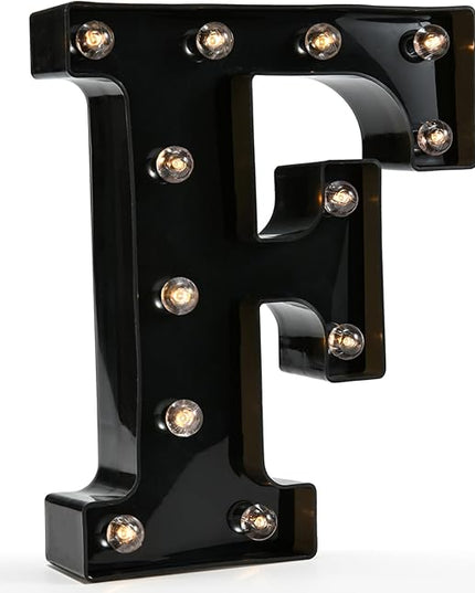 Light Up Black Alphabet Marquee Letters Sign LED Marquee Number Lights Sign for Night Light Home Bar Christmas Lamp Birthday Party Wedding Decoration F - LeafyLoom