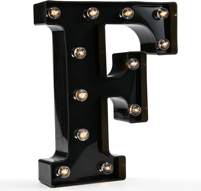 Light Up Black Alphabet Marquee Letters Sign LED Marquee Number Lights Sign for Night Light Home Bar Christmas Lamp Birthday Party Wedding Decoration F - LeafyLoom