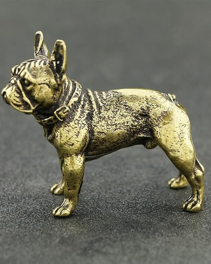 Vintage Solid Brass Miniature - Delicate Bulldog Desk Ornament for Pet Enthusiasts - Exquisite Collectible and Home Décor Accent（Bulldog） - LeafyLoom