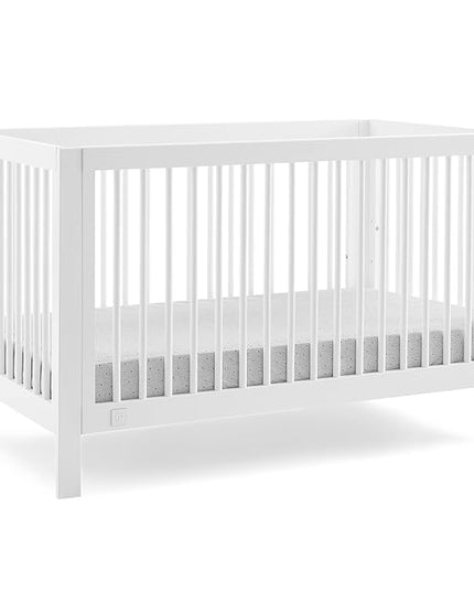 Delta Children babyGap Charlie 6-in-1 Convertible Crib + Brannan Bear Bookcase with Bins + Brannan Bear Wall Shelf with 4 Hooks, Bianca White (Bundle) - LeafyLoom