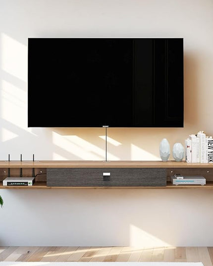 Pmnianhua Floating TV Shelf, 94'' Wall Mounted TV Stand Floating TV Console Media Entertainment Under TV Shelf for Bedroom Living Room (Walnut) - LeafyLoom