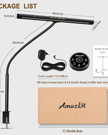 Desk Lamp for Home Office, Desk Light with Clamp, Office Lamp with Remote & Gesture Sensing, Monitor Light Bar, Adjustable Color Temperature & Brightness, 12W - LeafyLoom
