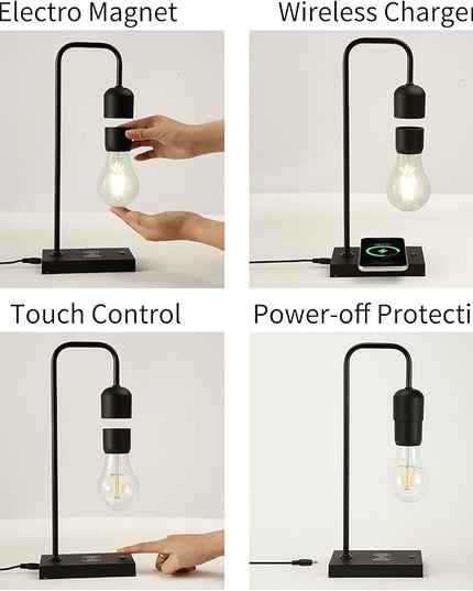 Floating Lamp with Wireless Phone Charger & LED Light Bulb Floating in The Air Freely Unique Magnetic Levitating Cloud Desk Lamp Home Decor & Gift for Friends Families - LeafyLoom