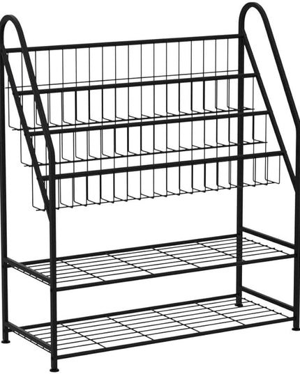 aboxoo Metal Kids Bookshelf Black Large Freestanding for Children Room 32 in Toy Organizer Large Stable Bookcase Bookstore Library Book Unit Storage Kids Bed Living Room - LeafyLoom
