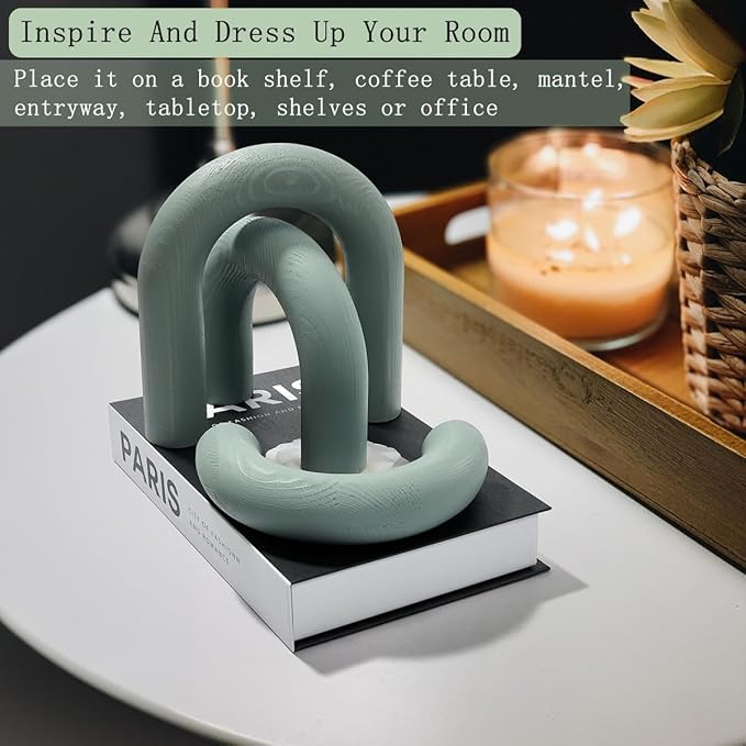 3Pcs wood arch Decor Accents - Decorative Home Arch Sculpture, Modern boho Minimalist Coffee table bookshelf living Room Entryway aesthetic Decorations Objects - LeafyLoom