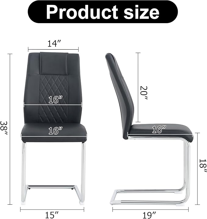 NicBex Dining Chairs Set of 6 Modern Faux Leather High Back Dining Room Kitchen Chairs with Silver Metal Legs,Side Chairs for Dining Room, Kitchen,Living Room, and Restaurants,Black - LeafyLoom