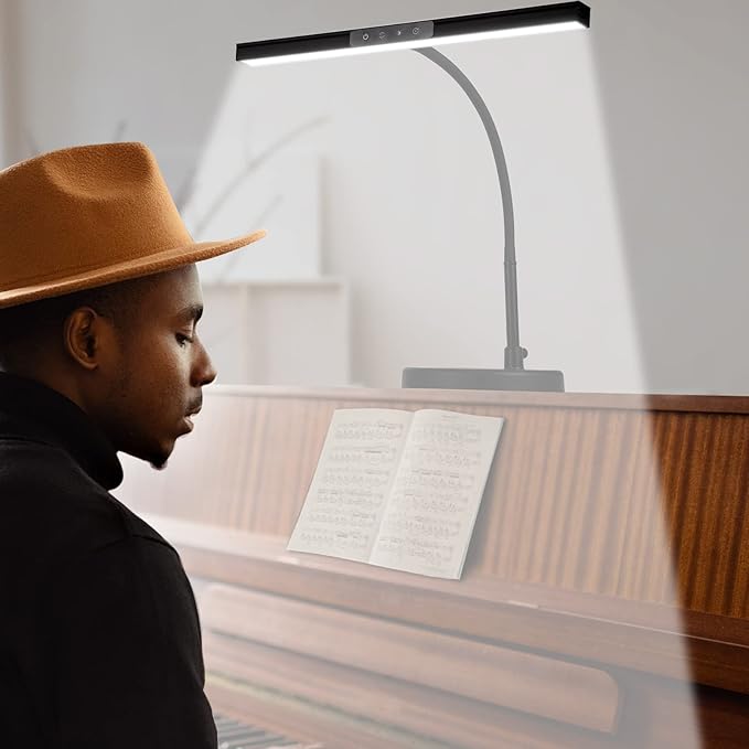 Piano Light for Grand/Upright & Digital Pianos, Piano Lamp with 3 Color Modes for Stand Pianos, Adjustable Height and Direction, Auto-Off Timer, Music Stand Light, Desk Lamp, Table Light - LeafyLoom