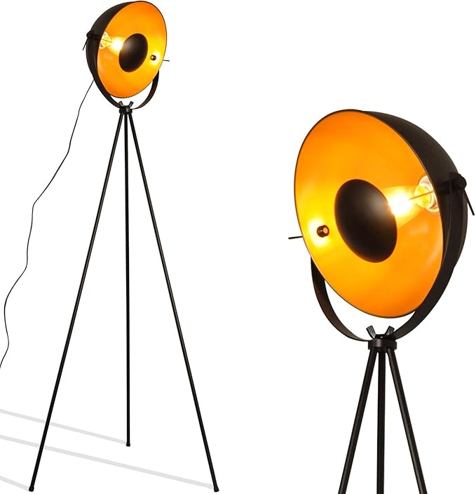 COSYLUX Industrial Tripod Floor Lamp for Living Room, Modern Satellite Tall Standing Lamps for Bedrooms Black Gold (No Bulbs) - LeafyLoom