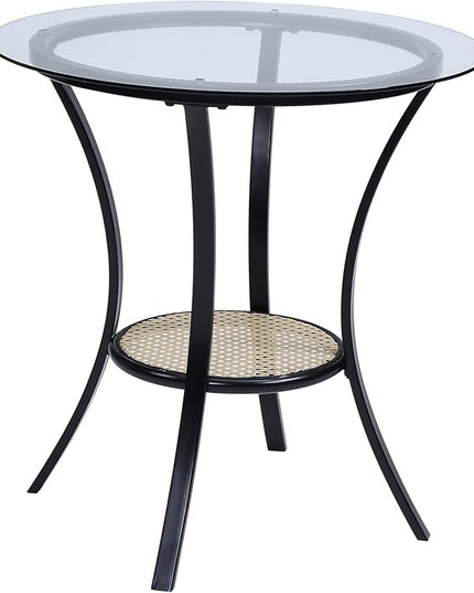NicBex Small Dining Table for 2 Dining Table with Chairs Round Dining Table Set 3 Pcs Set Table & Chairs Black Finish for Home & Kitchen Dining Room, Living Room, Black - LeafyLoom