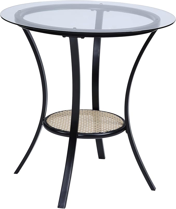 NicBex Small Dining Table for 2 Dining Table with Chairs Round Dining Table Set 3 Pcs Set Table & Chairs Black Finish for Home & Kitchen Dining Room, Living Room, Black - LeafyLoom