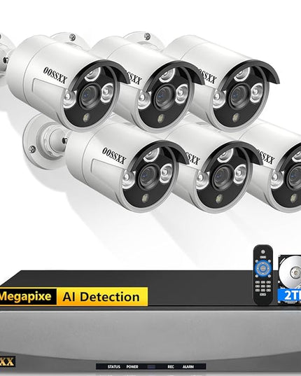 OOSSXX (HD 2.7K 5.0MP with Audio) Outdoor Wired Security Camera Systems PoE Outdoor Surveillance Video System OOSSXX