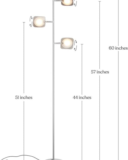 Brightech Tree Floor Lamp for Living Rooms & Offices, Dimmable Standing Lamp for Bedroom Reading, LED Spotlight Floor Lamp, Tall Lamp with Adjustable Panels for Minimal Space Use - Silver - LeafyLoom
