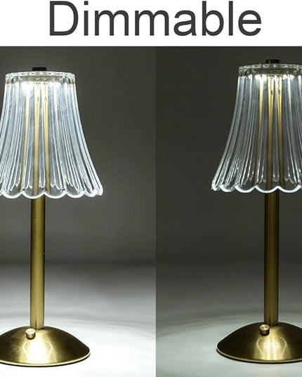 Cordless Table Lamp Crystal Battery Operated Lamp,Night Light for Livingroom, Bedroom,Kidsroom,Outdoor,Restaurant,Nightstand,Rechargeable(Pack2 Gold Flower Lamp) - LeafyLoom