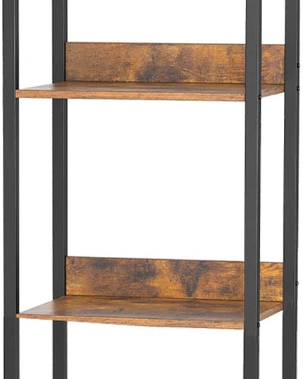 4-Tier Bookshelf, Narrow Bookcase with Open Shelves, Short Book Shelf Coner Shelf for Living Room, Bedroom, Home Office, Study, Bathroom,9.4 x 15.7 x 41.7 Inches, Rustic Brown and Black - LeafyLoom
