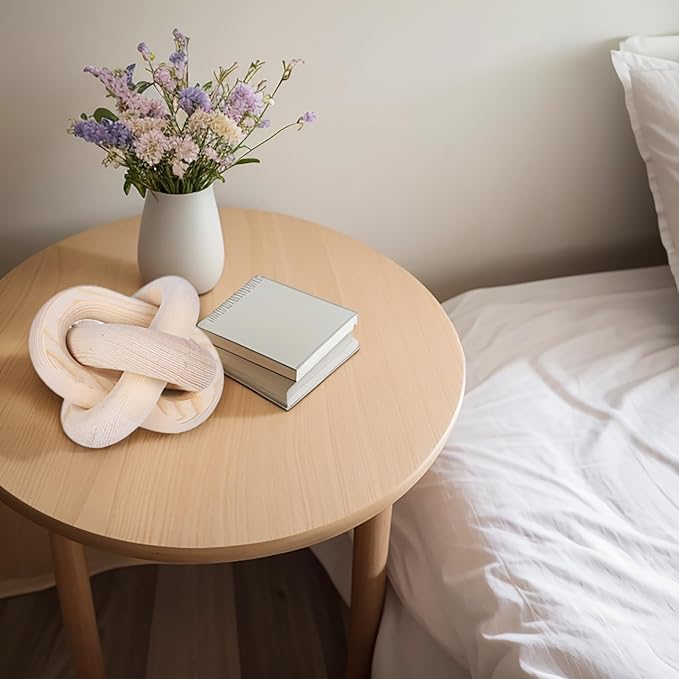 Wood Knot Decor -Coffee Table Decor Shelf Decor Table Books Hand Carved Home Decoration Boho Country Rustic Modern Shabby Chic Style Decor 3 Link Wooden Knot Chain Link Decor (Nature) - LeafyLoom
