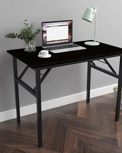 Folding Desk, 39 inch No Assembly Folding Desks for Small Spaces, Sturdy Foldable Computer Desk, Functional Home Office Desks, Study Writing Desk Office Table Workstation for Home Office Outdoor - LeafyLoom